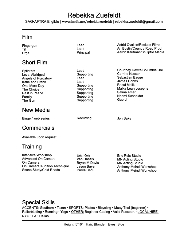 Rebekka Zuefeldt Resume